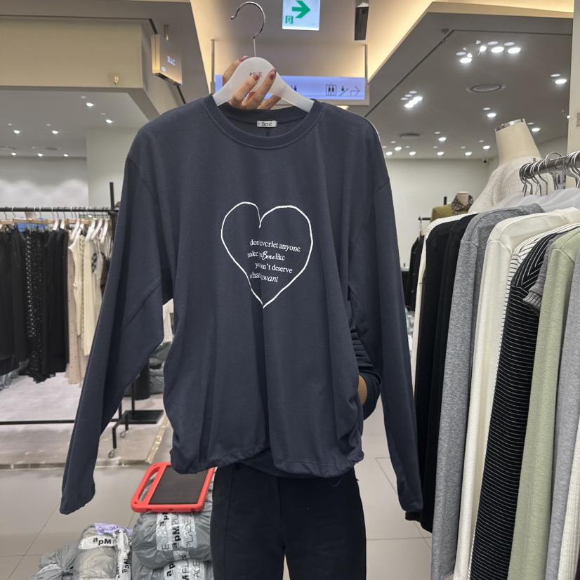BENE韓國代購㊣女裝新款休閑職業熱賣真品人氣推薦時尚長袖T恤BENE長袖T恤圖色3深藍色