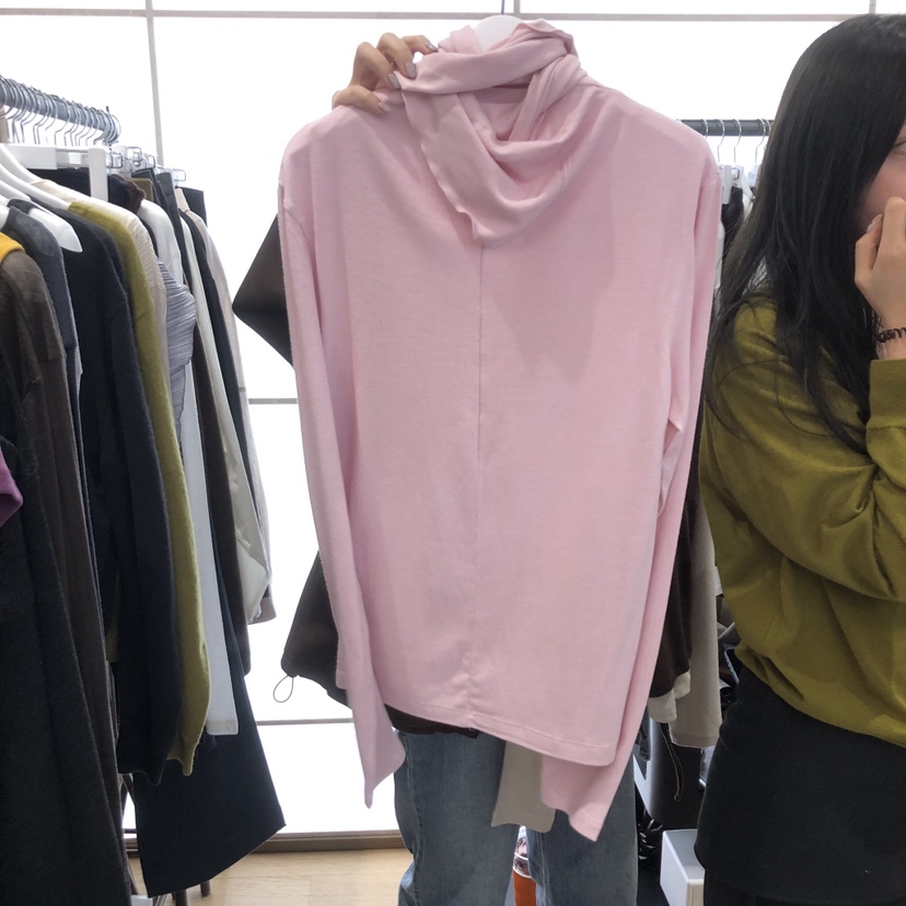 FLAT韓國直郵㊣女裝新款職業熱賣真品時尚長袖T恤假兩件圍巾FLAT長袖T恤