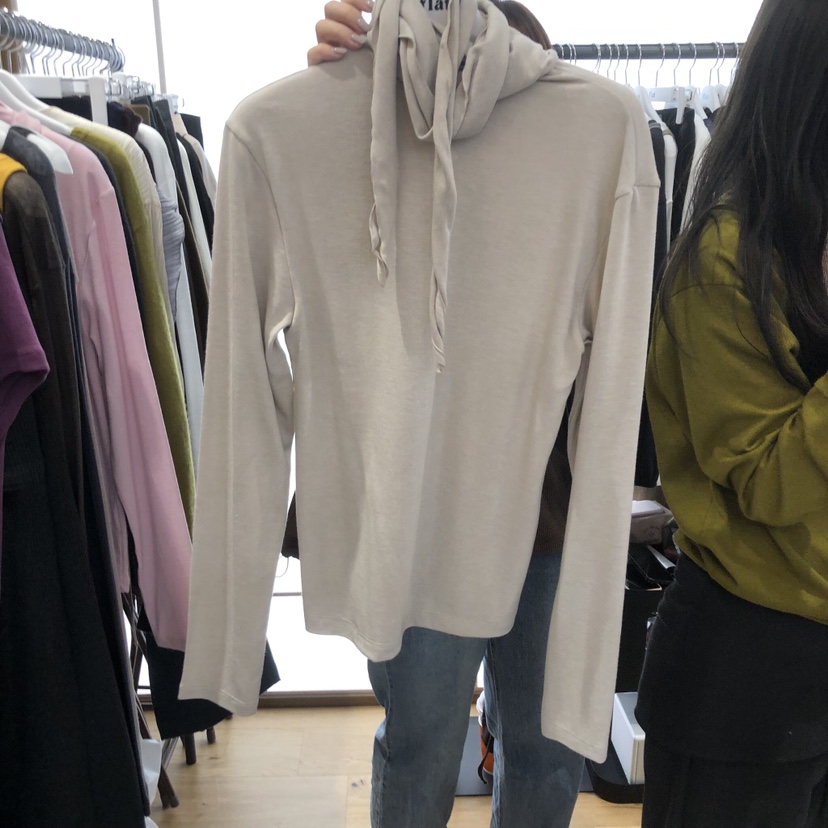 FLAT韓國直郵㊣女裝新款職業熱賣真品時尚長袖T恤假兩件圍巾FLAT長袖T恤圖色2