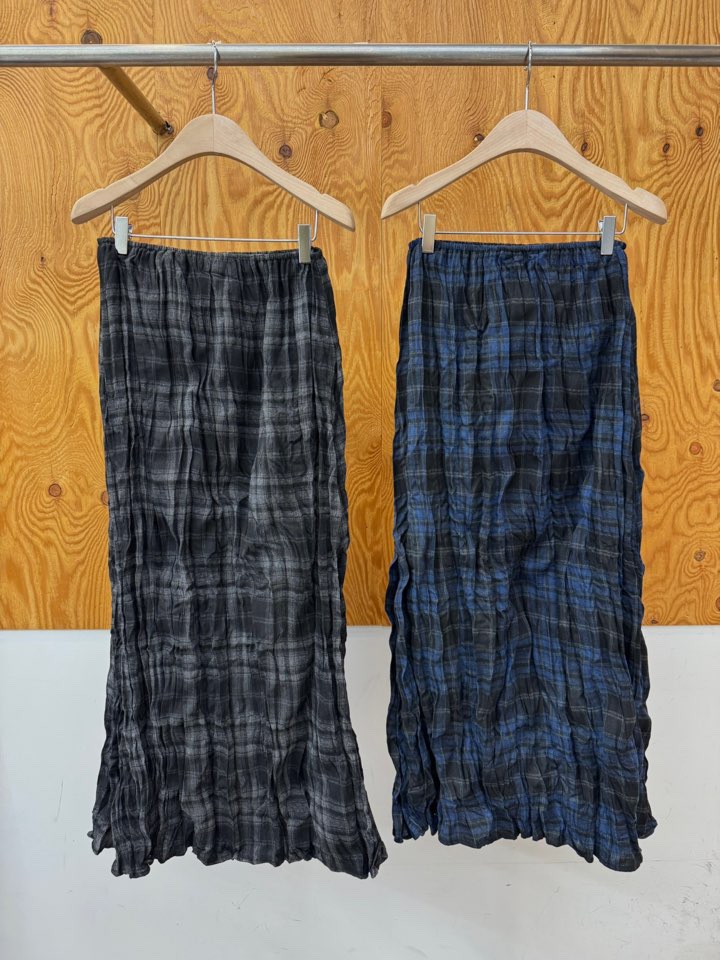 PROJECTVIEW東大門㊣實拍女士新品25秋冬人氣職業長裙格紋褶皺PROJECTVIEW長裙