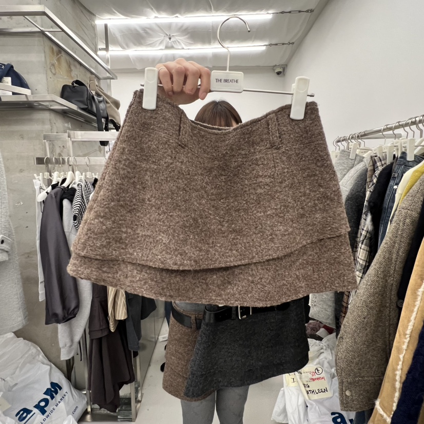 BREATHE東大門㊣直郵女士新品25秋冬真品休閑熱賣短裙不含腰帶BREATHE短裙圖色2
