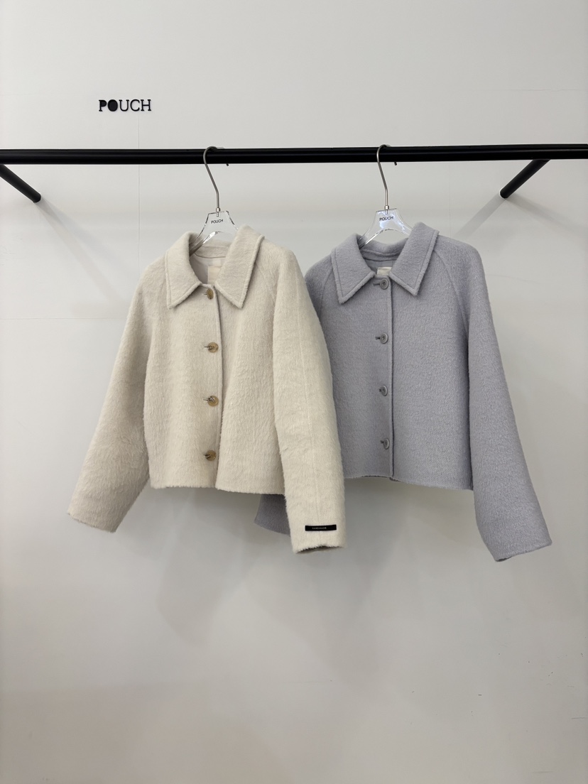 POUCH東大門㊣直郵女士新款時尚推薦25秋冬真品短款大衣羊駝毛POUCH短款大衣