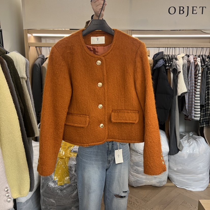 OBJET韓國代購㊣女士新品時尚職業休閑真品25秋冬人氣推薦夾克love us u/OBJET夾克圖色1