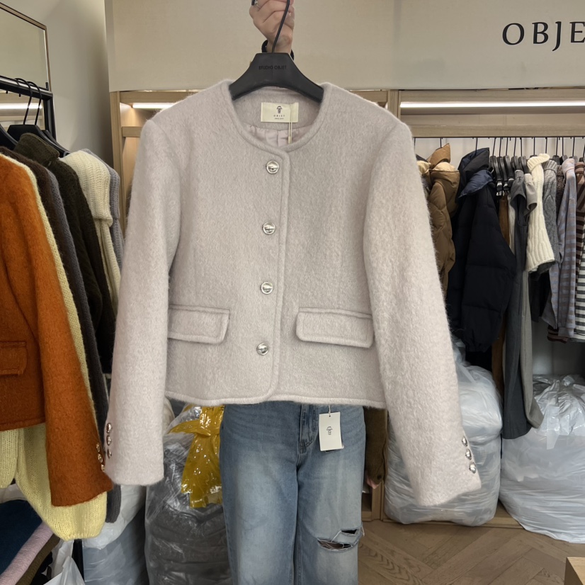 OBJET韓國代購㊣女士新品時尚職業休閑真品25秋冬人氣推薦夾克love us u/OBJET夾克圖色2