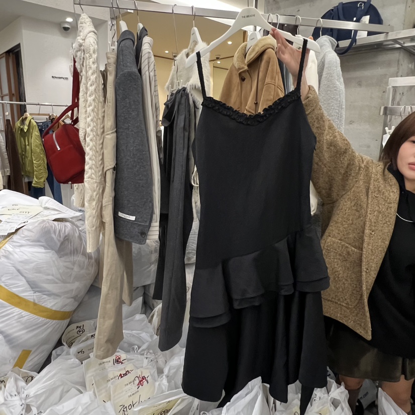 BREATHE東大門㊣代購女士新品職業熱賣25秋冬休閑連衣裙不對稱BREATHE連衣裙