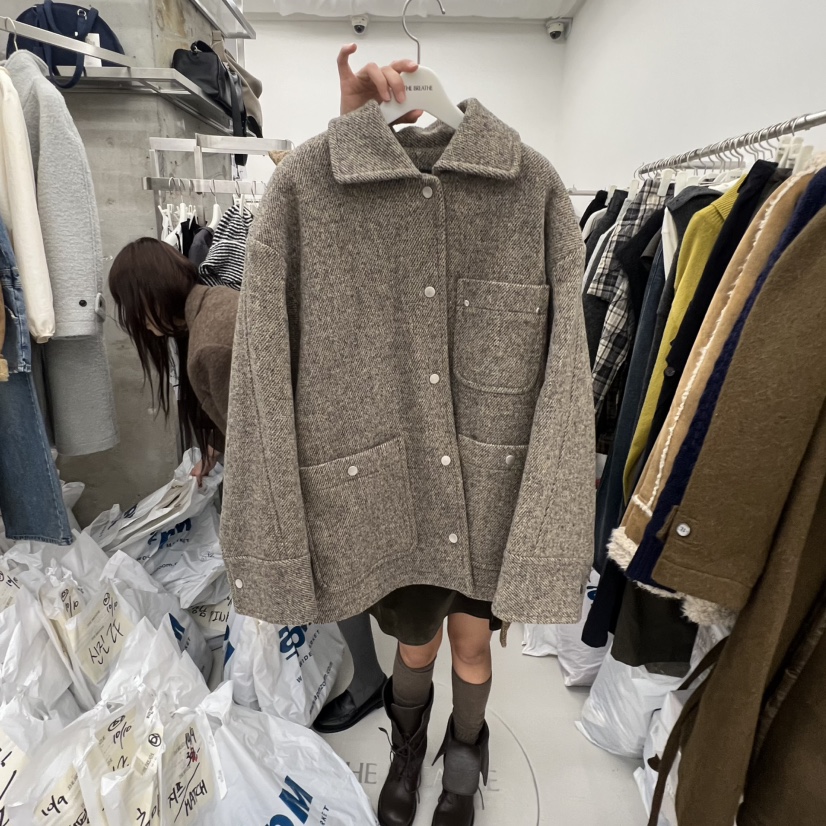 BREATHE東大門㊣直郵女士新品25秋冬休閑人氣真品中長款大衣BREATHE中長款大衣