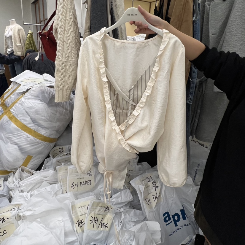 BREATHE東大門㊣實拍女裝新品熱賣人氣25秋冬襯衫蕾絲衫不含內搭BREATHE襯衫/蕾絲衫圖色2