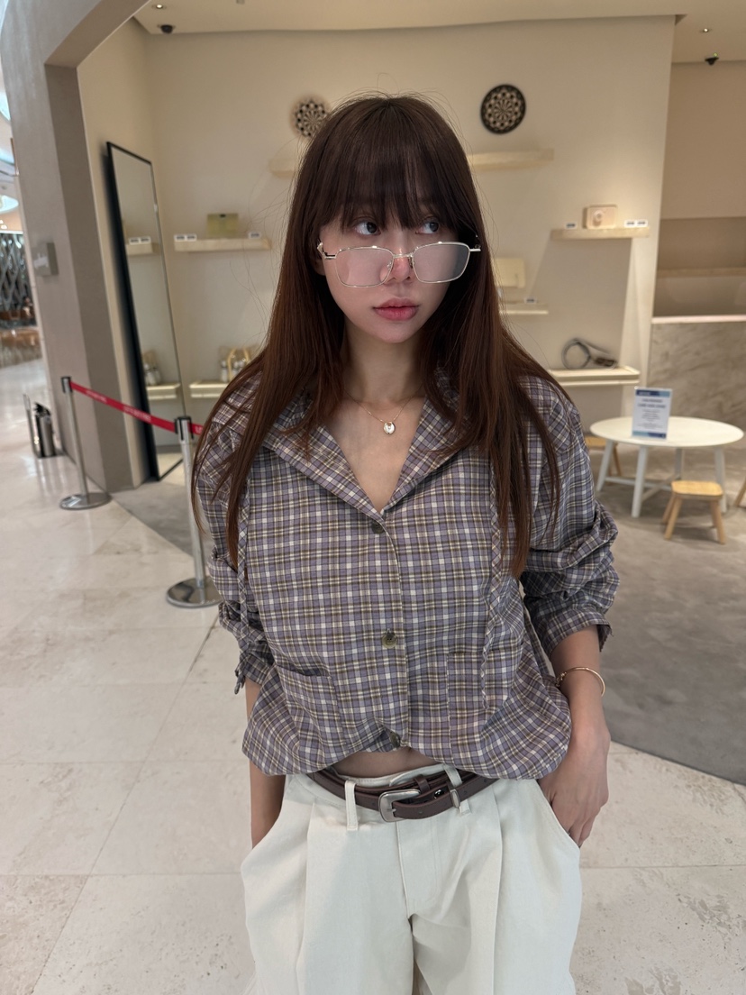 LUMIPLE東大門㊣代購女士新款時尚25秋冬休閑熱賣夾克格紋連帽LUMIPLE夾克