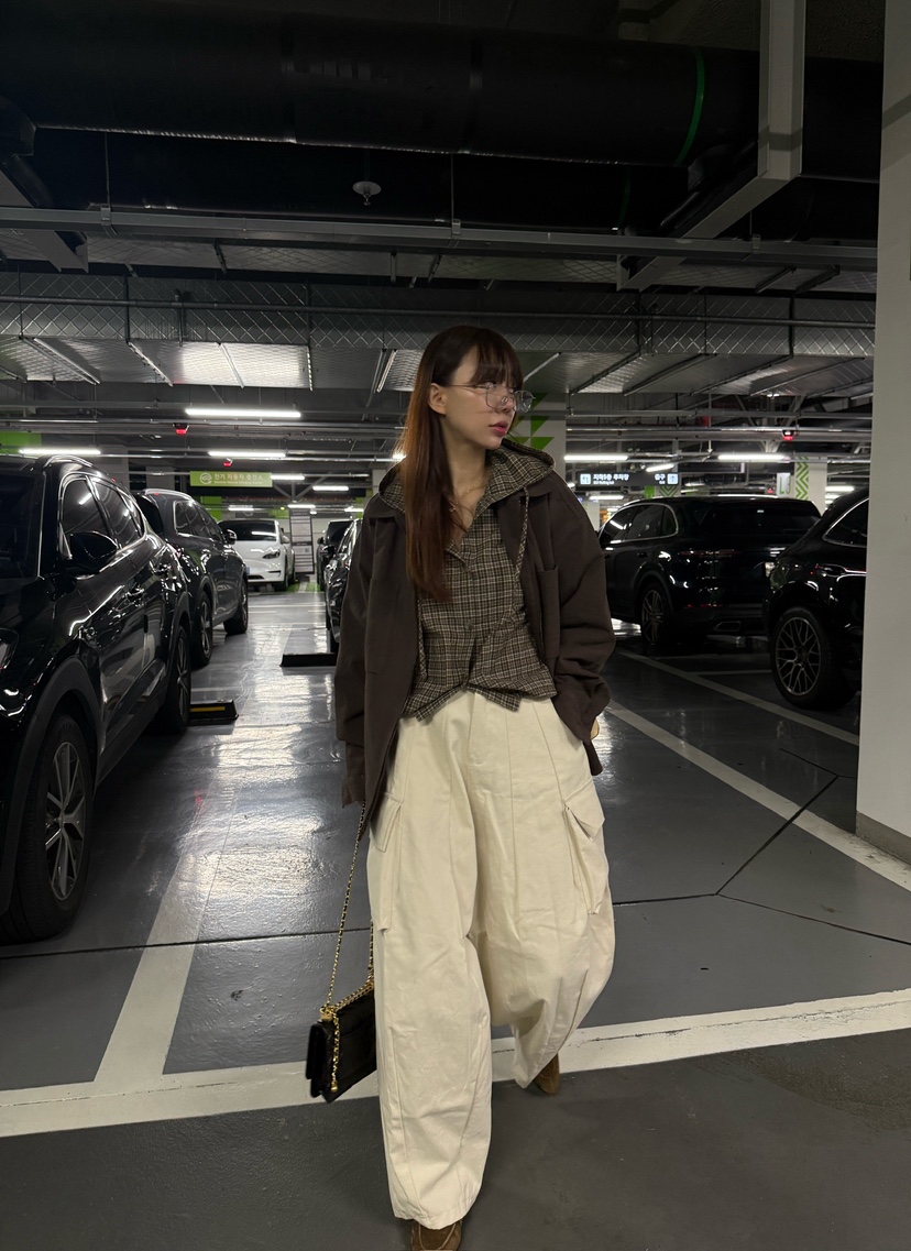 LUMIPLE東大門㊣代購女士新款時尚25秋冬休閑熱賣夾克格紋連帽LUMIPLE夾克