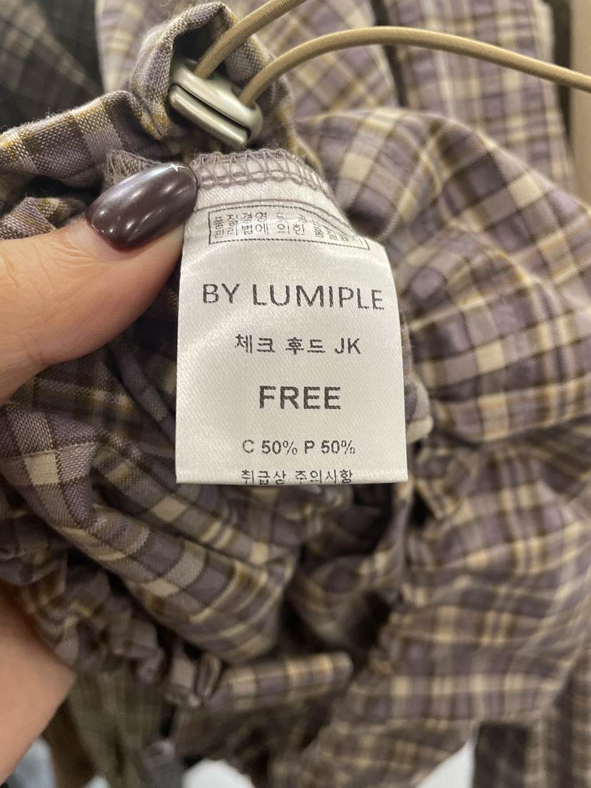 LUMIPLE東大門㊣代購女士新款時尚25秋冬休閑熱賣夾克格紋連帽LUMIPLE夾克