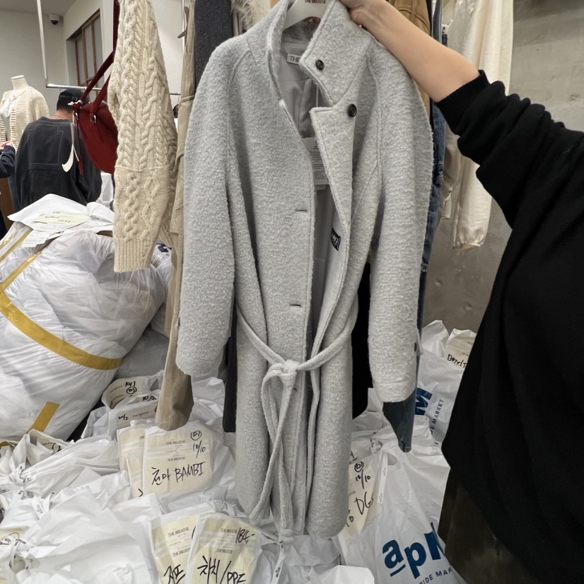 BREATHE東大門㊣直郵女裝新品推薦時尚真品中長款大衣含腰帶BREATHE中長款大衣圖色2
