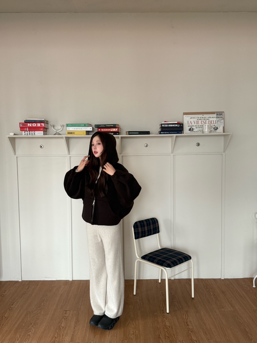 MARKE-P東大門㊣代購女裝新款時尚真品人氣夾克羊毛拉鏈連帽MARKE-P夾克
