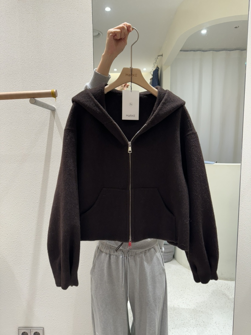 MARKE-P東大門㊣代購女裝新款時尚真品人氣夾克羊毛拉鏈連帽MARKE-P夾克