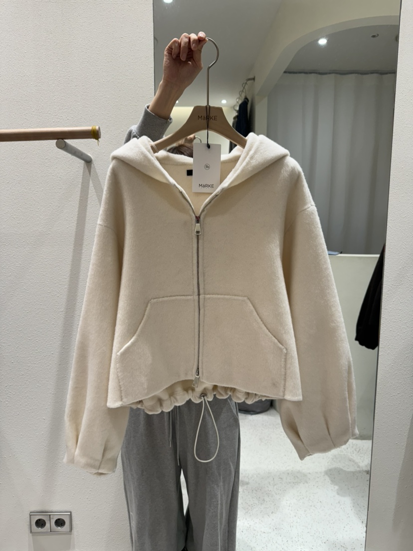 MARKE-P東大門㊣代購女裝新款時尚真品人氣夾克羊毛拉鏈連帽MARKE-P夾克圖色2