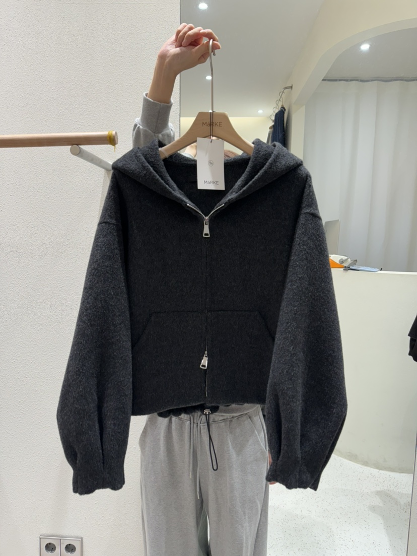 MARKE-P東大門㊣代購女裝新款時尚真品人氣夾克羊毛拉鏈連帽MARKE-P夾克圖色3