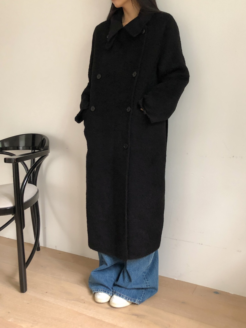 MARKE-P韓國代購㊣女裝新品人氣中長款大衣羊駝毛含腰帶羊毛MARKE-P中長款大衣
