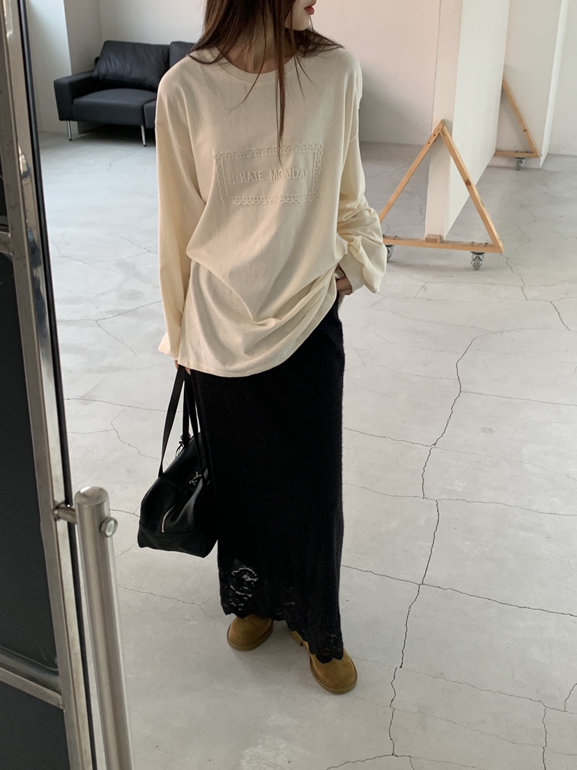 LOGARDEN韓國直郵㊣女裝新款推薦休閑25秋冬職業熱賣長袖T恤LO GARDEN長袖T恤