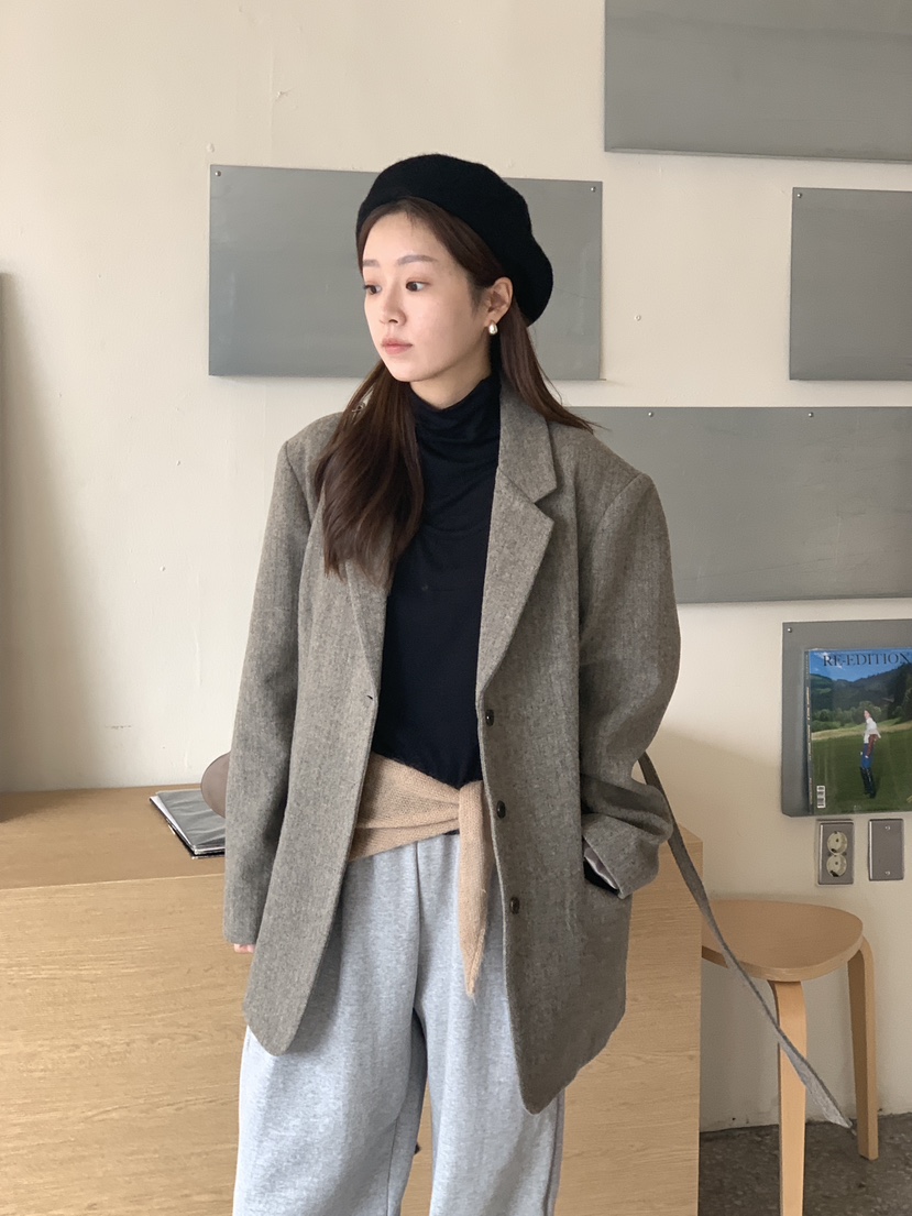 BAKING POWDER東大門㊣代購女裝新品時尚休閑夾克含腰帶棉BAKING POWDER夾克