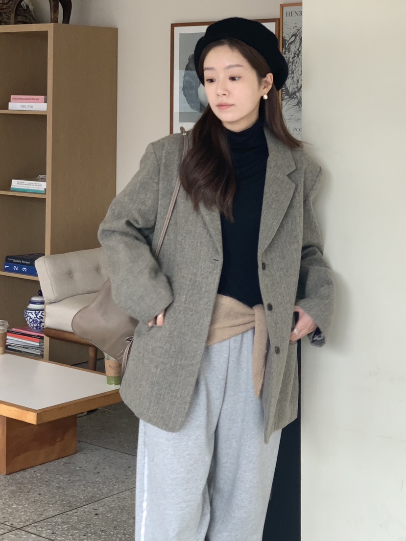 BAKING POWDER東大門㊣代購女裝新品時尚休閑夾克含腰帶棉BAKING POWDER夾克