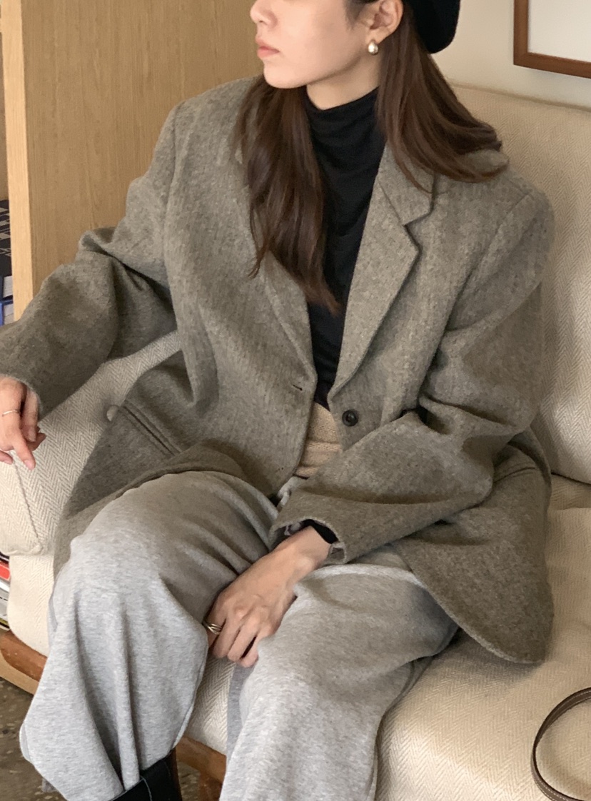 BAKING POWDER東大門㊣代購女裝新品時尚休閑夾克含腰帶棉BAKING POWDER夾克