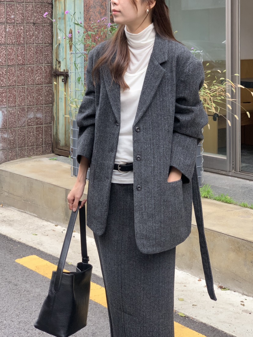 BAKING POWDER東大門㊣代購女裝新品時尚休閑夾克含腰帶棉BAKING POWDER夾克