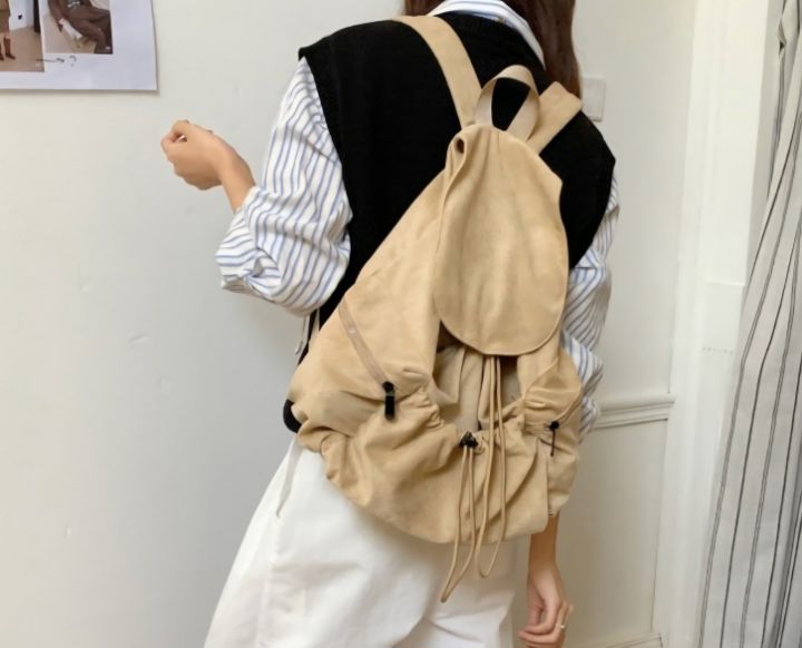 TROUVAILLE東大門㊣直郵女士新品真品休閑職業雙肩背包絨面革TROUVAILLE雙肩背包