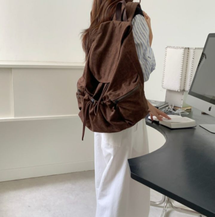 TROUVAILLE東大門㊣直郵女士新品真品休閑職業雙肩背包絨面革TROUVAILLE雙肩背包