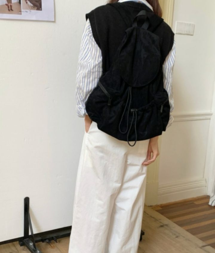 TROUVAILLE東大門㊣直郵女士新品真品休閑職業雙肩背包絨面革TROUVAILLE雙肩背包圖色1