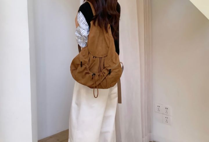 TROUVAILLE東大門㊣直郵女士新品真品休閑職業雙肩背包絨面革TROUVAILLE雙肩背包圖色4