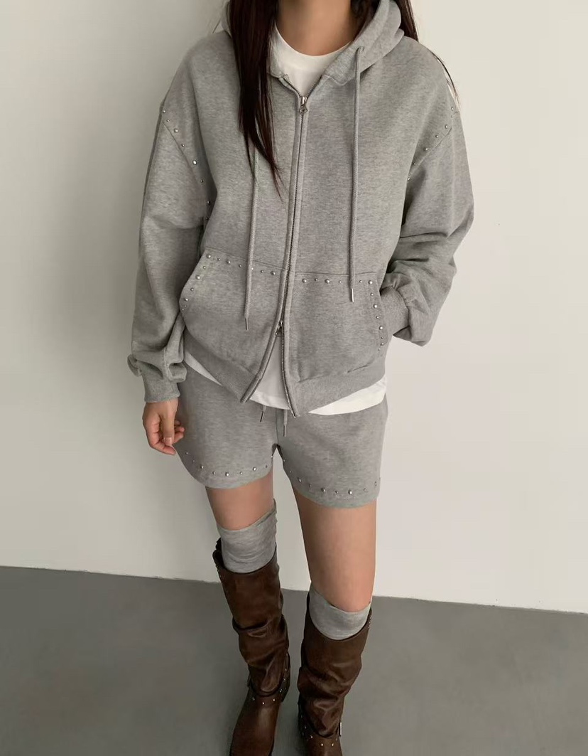 J CRANE-A東大門㊣代購女士新品25秋冬休閑夾克連帽拉鏈衫J CRANE夾克圖色1