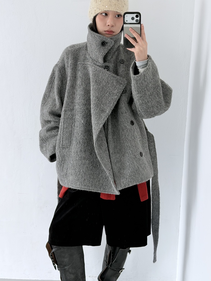 KARE/WEREPIECE東大門㊣代購女士新品推薦職業短款大衣含腰帶KARE/WEREPIECE短款大衣