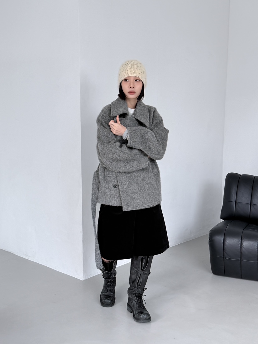 KARE/WEREPIECE東大門㊣代購女士新品推薦職業短款大衣含腰帶KARE/WEREPIECE短款大衣