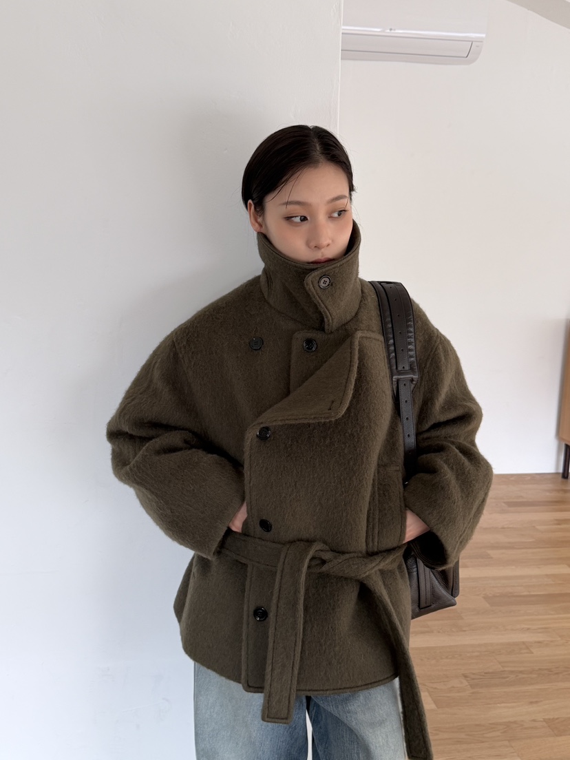 KARE/WEREPIECE東大門㊣代購女士新品推薦職業短款大衣含腰帶KARE/WEREPIECE短款大衣