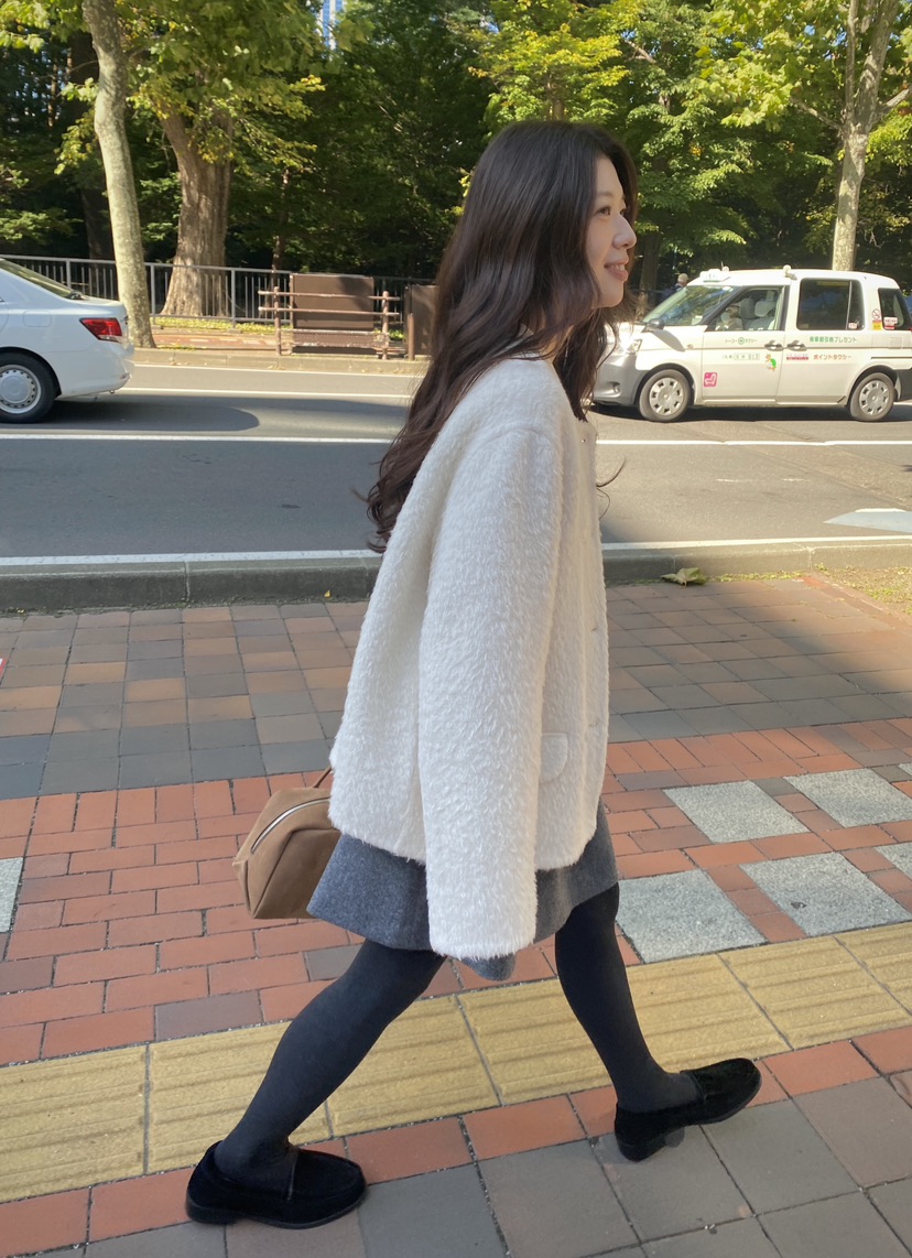 ERUME韓國代購㊣女裝新款休閑人氣時尚推薦職業短款大衣羊駝ERUME短款大衣
