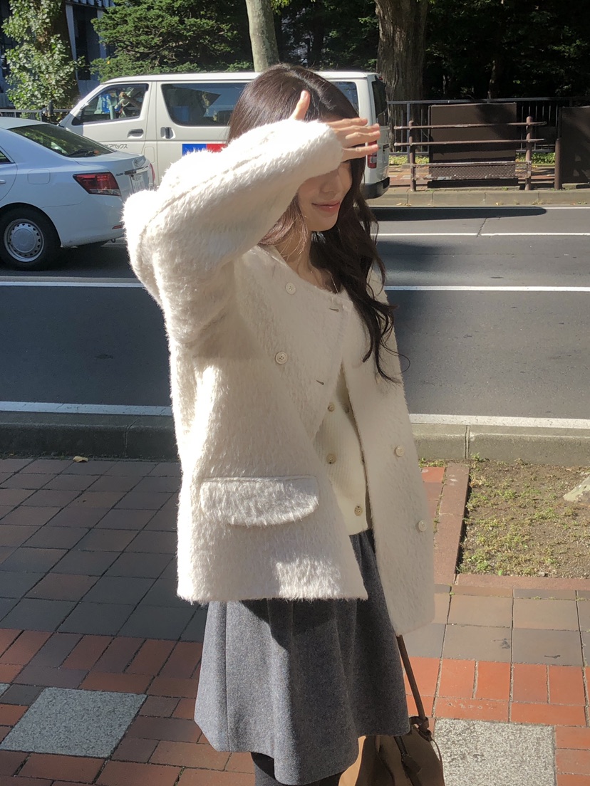ERUME韓國代購㊣女裝新款休閑人氣時尚推薦職業短款大衣羊駝ERUME短款大衣