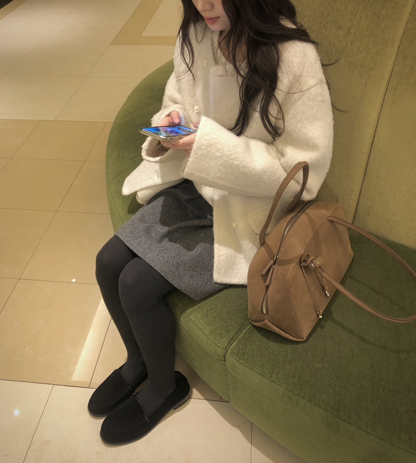 ERUME韓國代購㊣女裝新款休閑人氣時尚推薦職業短款大衣羊駝ERUME短款大衣