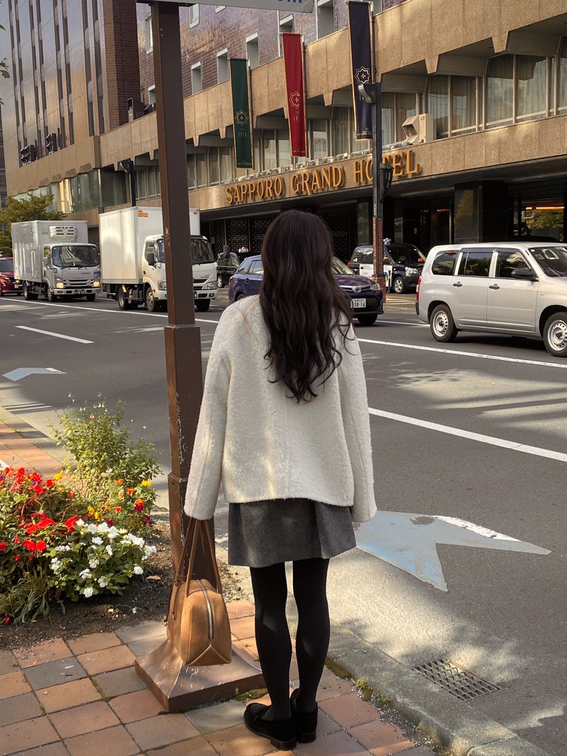 ERUME韓國代購㊣女裝新款休閑人氣時尚推薦職業短款大衣羊駝ERUME短款大衣