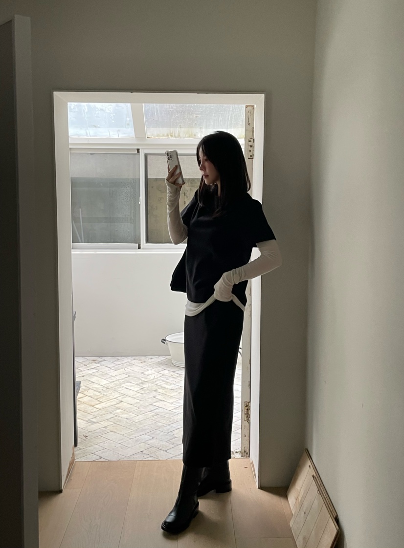 LE VASE韓國代購㊣女士新品時尚25秋冬熱賣真品推薦長裙羊毛LE VASE長裙
