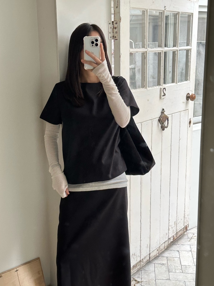 LE VASE韓國代購㊣女士新品時尚25秋冬熱賣真品推薦長裙羊毛LE VASE長裙