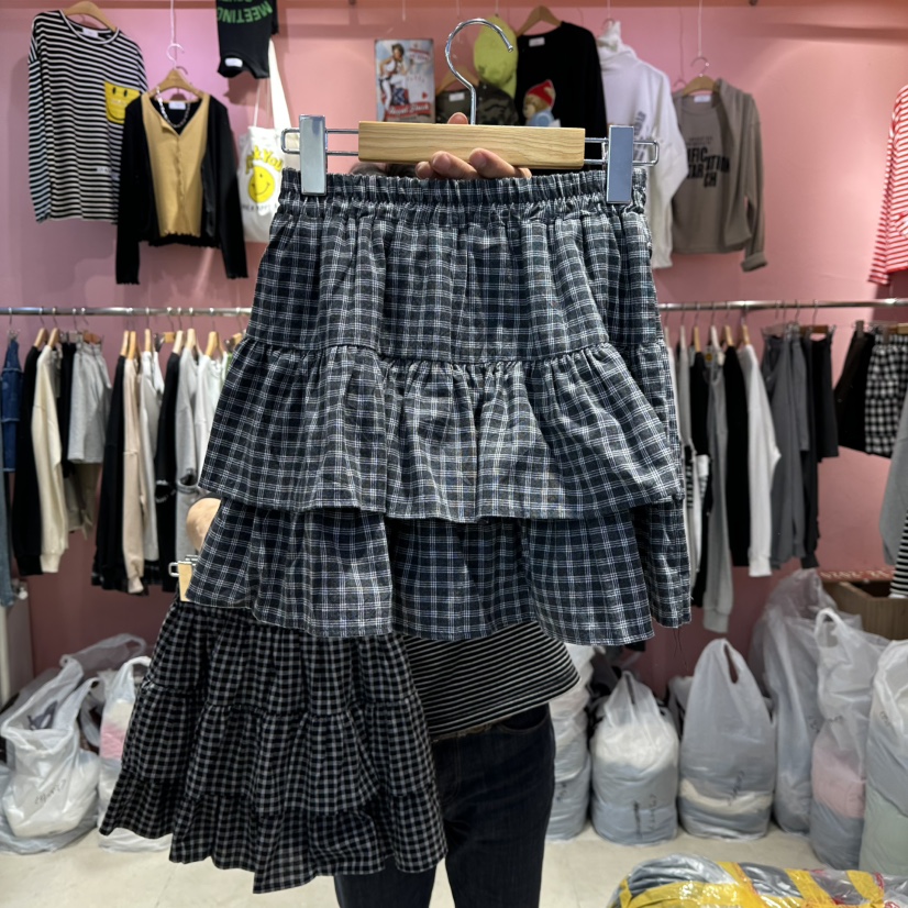 K STORY東大門㊣直郵女裝新款職業推薦熱賣25秋冬裙褲格紋K STORY裙褲圖色2深藍色