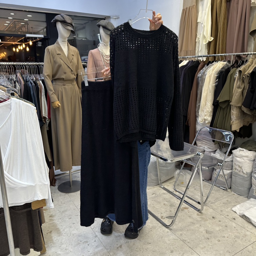 MARIGOLD東大門㊣代購女士新款時尚職業推薦套裝兩件套網眼MARIGOLD套裝圖色3