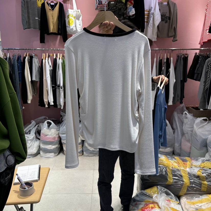 K STORY東大門㊣直郵女裝新品25秋冬職業休閑時尚真品長袖T恤K STORY長袖T恤