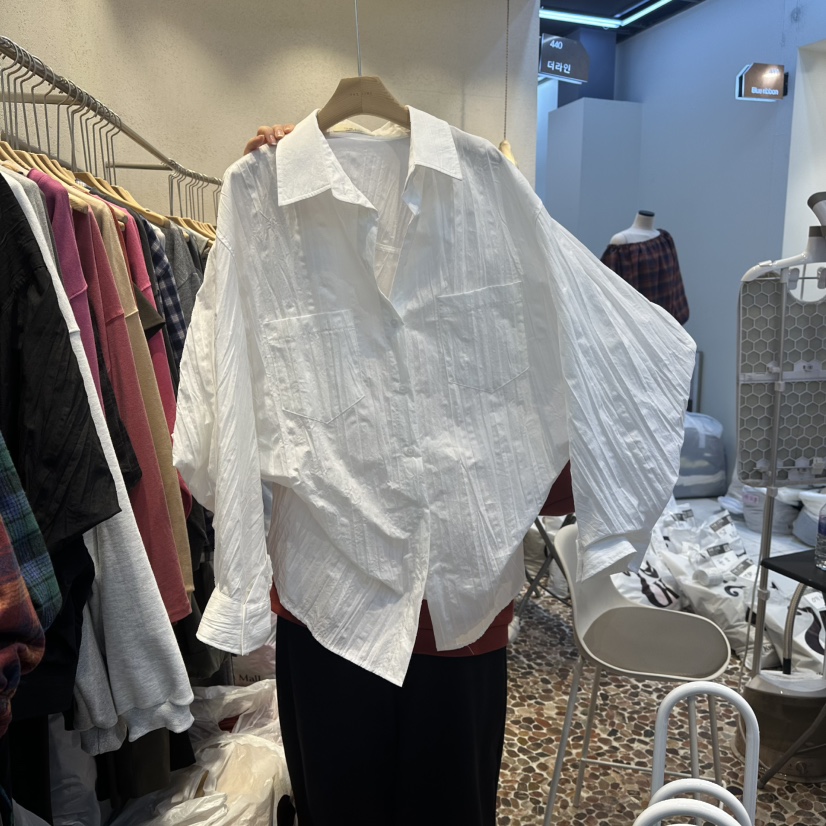 THE LINE-Q東大門㊣直郵女士新款25秋冬休閑真品襯衫蕾絲衫THE LINE-Q襯衫/蕾絲衫