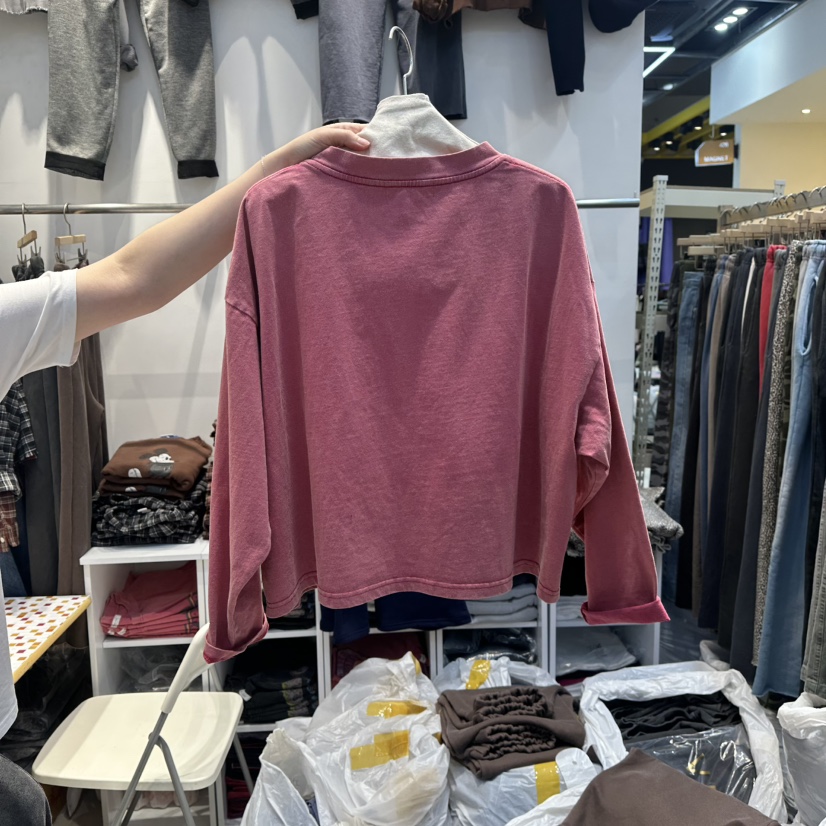 WASHBLUE韓國代購㊣女裝新品25秋冬推薦時尚休閑職業長袖T恤WASHBLUE長袖T恤