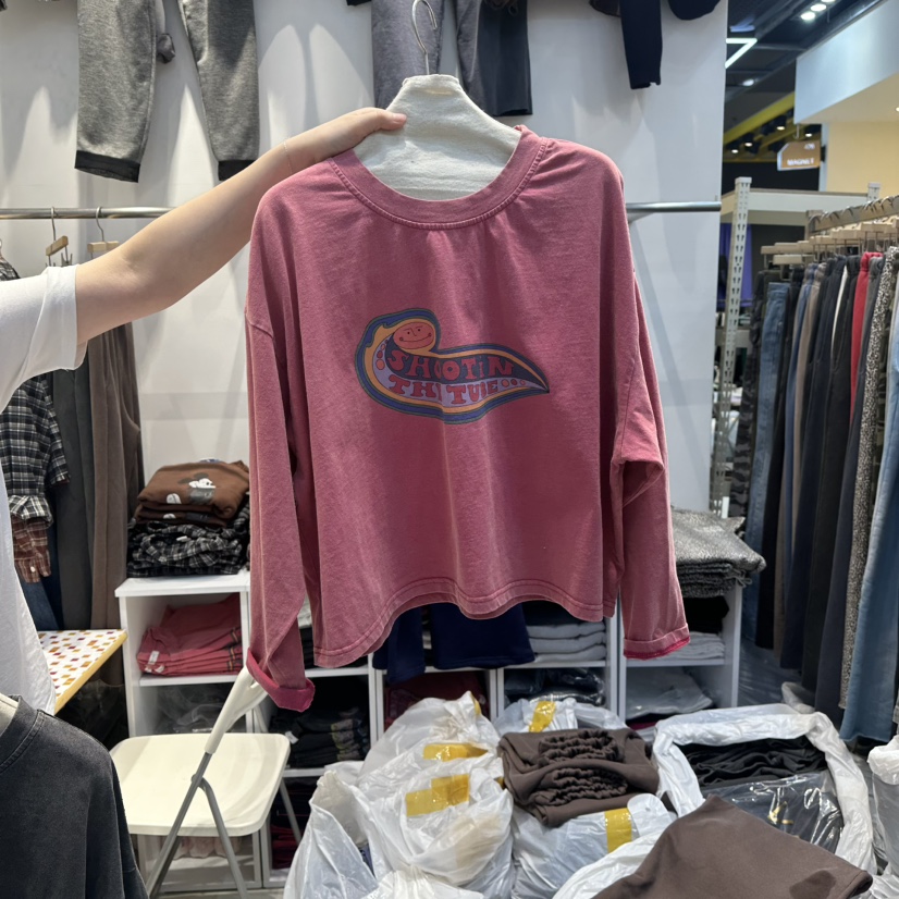 WASHBLUE韓國代購㊣女裝新品25秋冬推薦時尚休閑職業長袖T恤WASHBLUE長袖T恤圖色1
