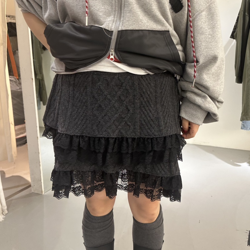 VAULT東大門㊣直郵女裝新款真品熱賣人氣休閑時尚25秋冬短裙蕾絲VAULT短裙圖色3