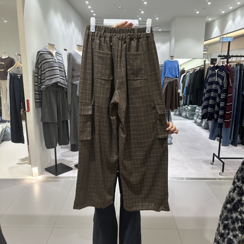 BENE東大門㊣實拍女裝新品真品時尚熱賣職業人氣休閑褲格紋BENE休閑褲