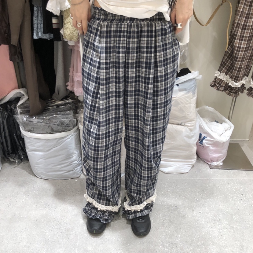 BY FLOW韓國直郵㊣女士新品人氣職業熱賣時尚真品休閑褲格紋BY FLOW休閑褲