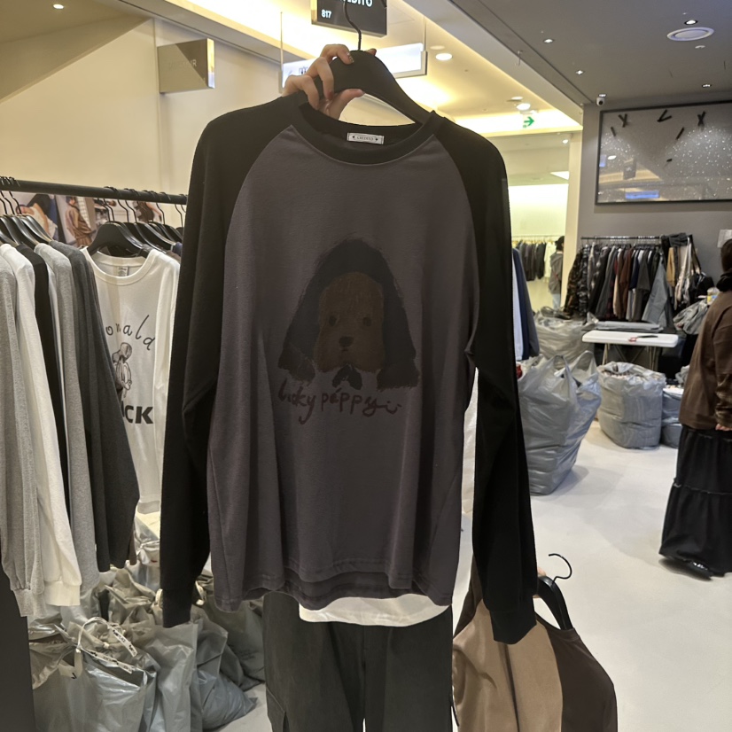 CREDITO韓國直郵㊣女裝新品推薦人氣職業25秋冬長袖T恤毛皮CREDITO長袖T恤圖色1