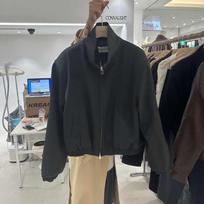 DAILYJUD東大門㊣實拍女士新品職業時尚熱賣人氣真品夾克高領CONNAUGHT夾克圖色1墨色